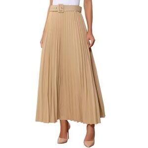 Zara Tan Maxi Pleated Skirt